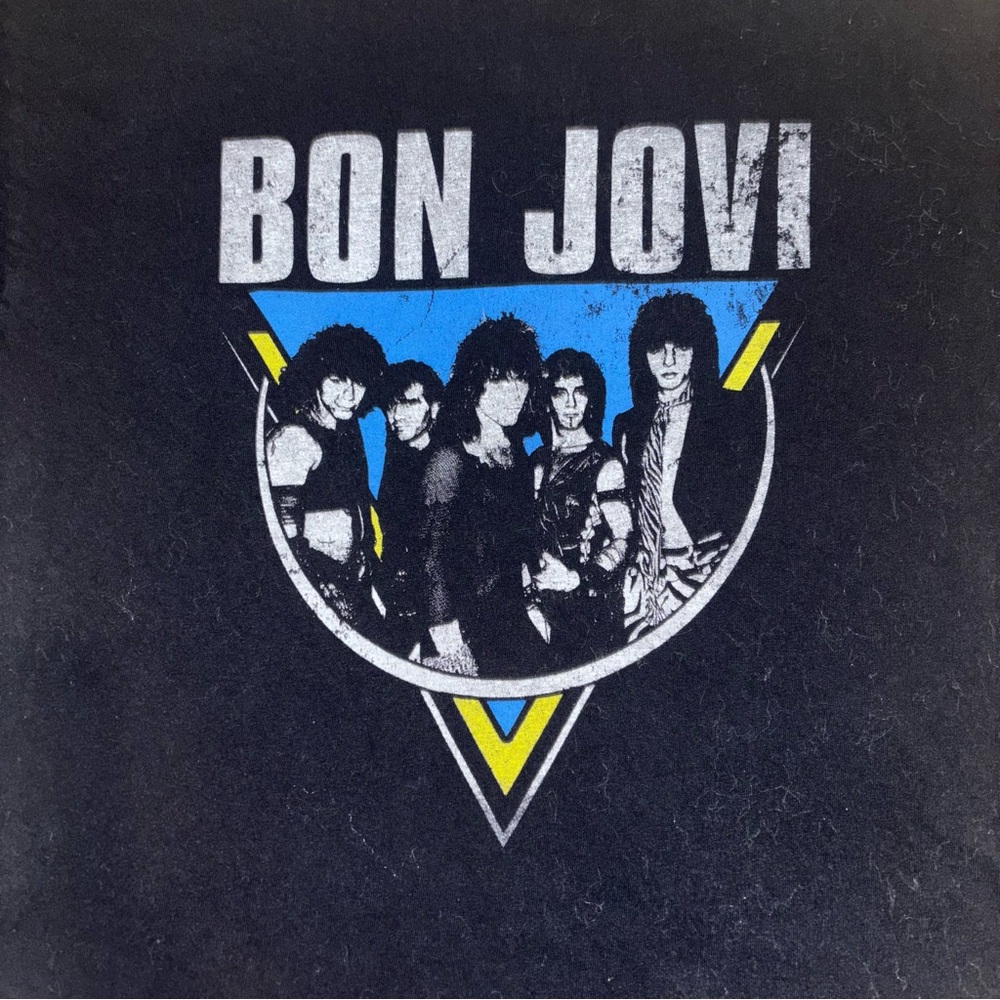 BON JOVI MUSIC BAND BLACK GRAPHIC TEE SHIRT LARGE
